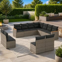 Concise and Confident 11-Piece Garden Sofa Set