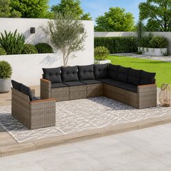 9 Piece Grey Sofa Set for Garden and Patio