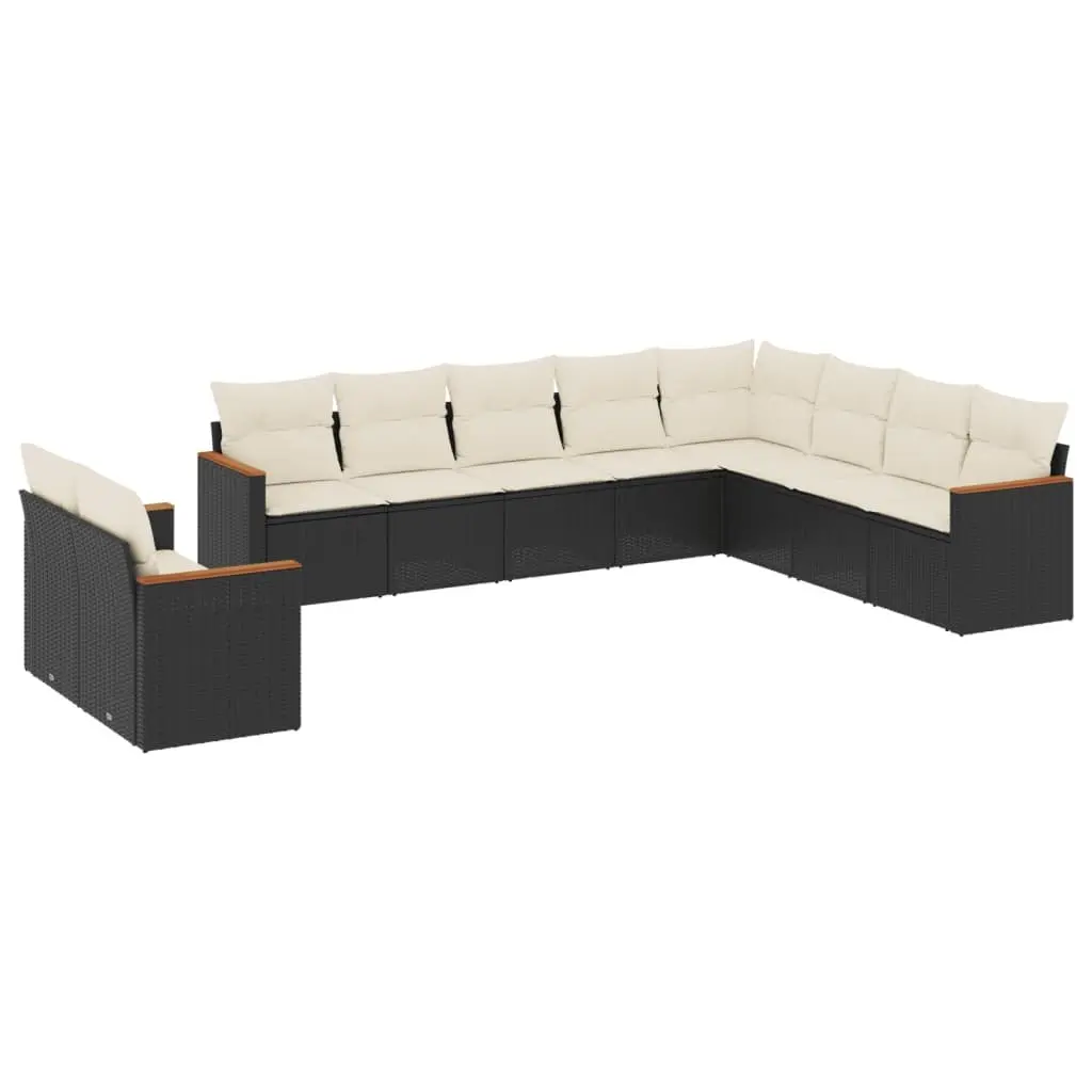 Garden Sofa Set 10 Piece Outdoor Furniture Patio Seating Black Poly Rattan