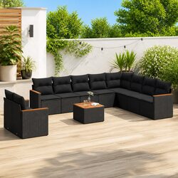 Garden Sofa Set 11 Piece Outdoor Furniture Patio Sectional Black Rattan Modular
