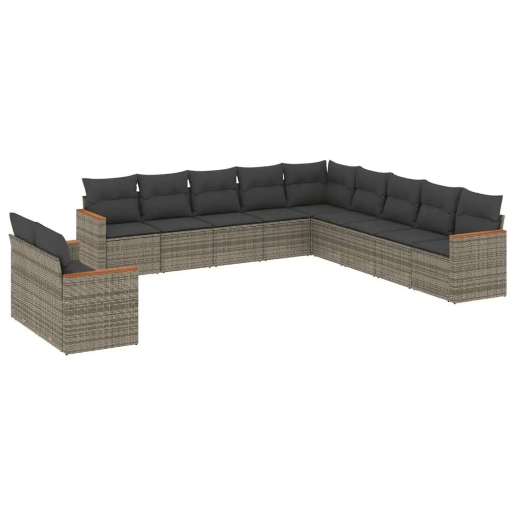 Garden Sofa Set Grey 11 Piece Modular Outdoor Furniture Patio Seating