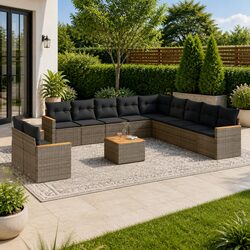 Concise 12-Piece Grey Outdoor Sofa Set