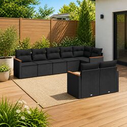 8 Piece Rattan Sofa Set for Outdoors