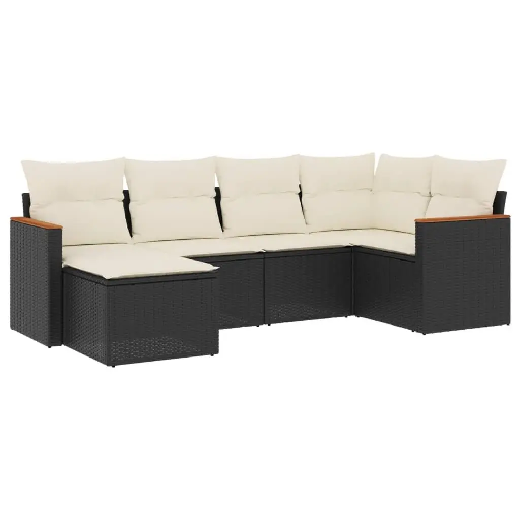 Garden Sofa Set 6 Piece Outdoor Furniture Patio Lounge Black Poly Rattan Modular