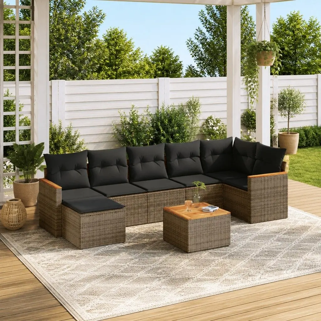 Garden Sofa Set 8 Piece Outdoor Furniture Grey Poly Rattan Modular Patio Lounge