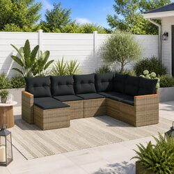 Compact and Stylish 7 Piece Grey Outdoor Sofa Set