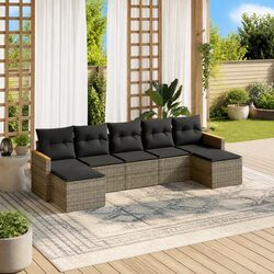 7 Piece Grey Garden Sofa Set for Outdoor Relaxation