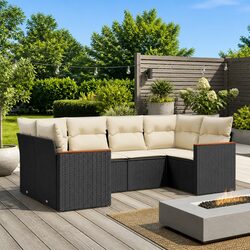 Sleek 6-Piece Outdoor Sofa Set in Black Rattan