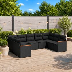 Concise 9-Piece Outdoor Sofa Set with Modular Design