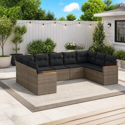 Compact and Stylish 9-Piece Grey Sofa Set for Outdoors