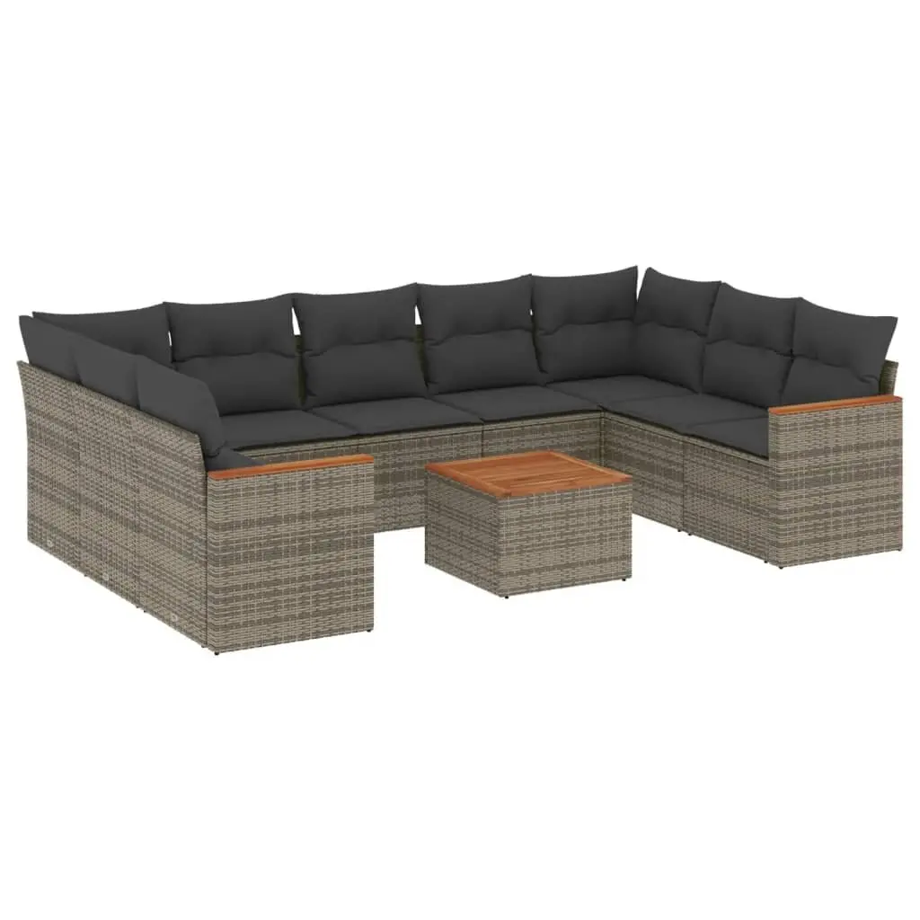 Garden Sofa Set 10 Piece Outdoor Furniture Patio Lounge Grey Poly Rattan Modular