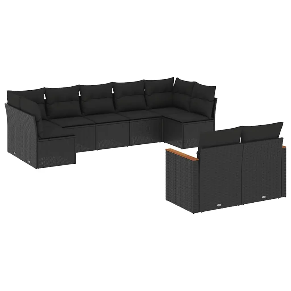 Garden Sofa Set 9 Piece Outdoor Furniture Patio Lounge Modular Black Rattan