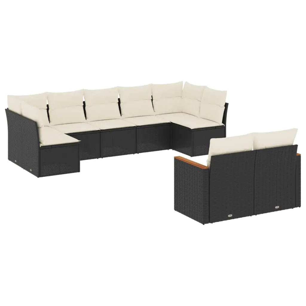 Garden Sofa Set Black 9 Piece Modular Outdoor Furniture Patio Seating