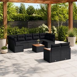 Sleek 10-Piece Outdoor Sofa Set in Elegant Black