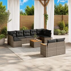 Garden Sofa Set 10 Piece Outdoor Furniture Grey Poly Rattan Modular Patio