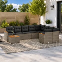 Compact and Stylish 10-Piece Grey Garden Sofa Set