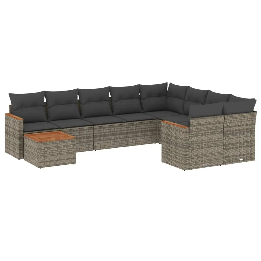 Garden Sofa Set 10 Piece Outdoor Patio Furniture Grey Poly Rattan Modular