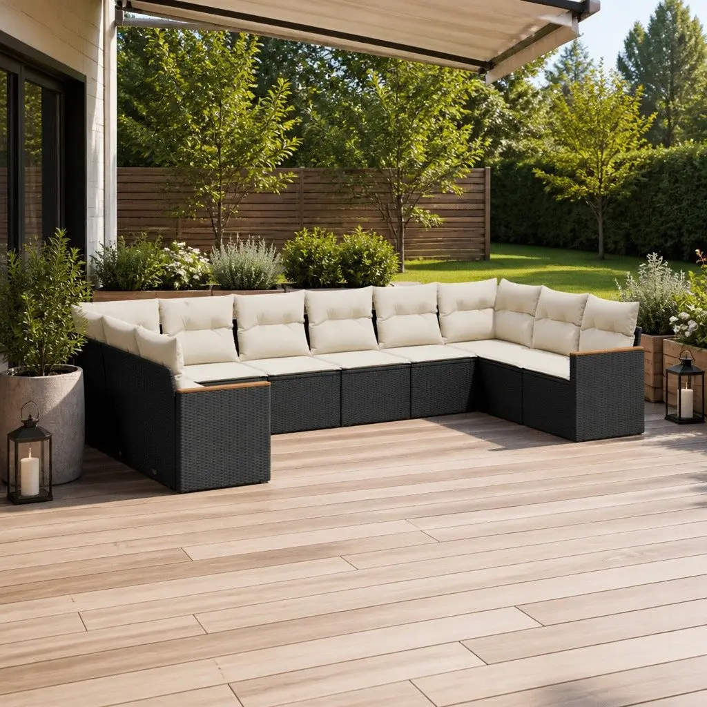 Garden Sofa Set 10 Piece Outdoor Furniture Patio Lounge Black Modular with