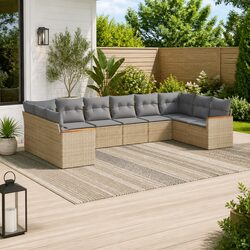 10 Piece Modular Garden Sofa Set in Beige