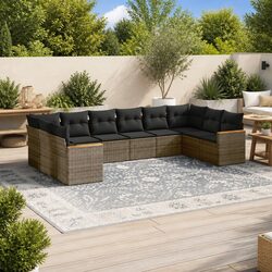 Stylish 10 Piece Grey Rattan Garden Sofa Set