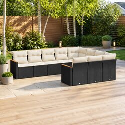 Garden Sofa Set 10 Piece Outdoor Furniture Black Modular Patio Seating with