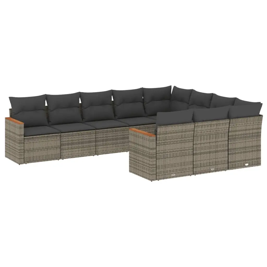 Garden Sofa Set 10 Piece Outdoor Furniture Patio Grey Poly Rattan Modular