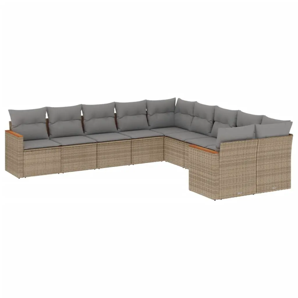 Garden Sofa Set 10 Piece Outdoor Furniture with Cushions Storage Beige