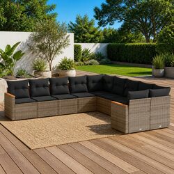Compact 10-Piece Outdoor Garden Sofa Set in Grey