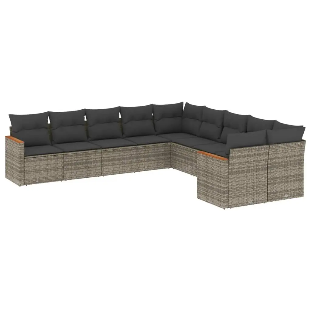 Garden Sofa Set 10 Piece Outdoor Furniture Grey Poly Rattan Patio Modular