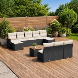 10-Piece Black Garden Sofa Set