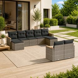 Concise 9-Piece Garden Sofa Set in Grey