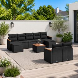 Garden Sofa Set 10 Piece Outdoor Furniture Patio Sectional with Cushions