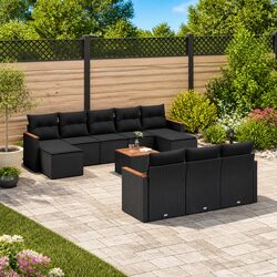 Compact and Durable Black Garden Sofa Set - 11 Pieces
