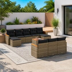 Stylish 11-Piece Outdoor Sofa Set in Grey