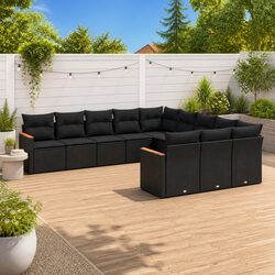Compact and Confident Black Modular Garden Sofa Set – 11 Pieces