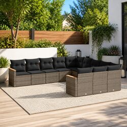 Garden Sofa Set 11 Piece Outdoor Furniture Patio Seating Grey Poly Rattan