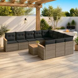 Concise and Functional 12-Piece Grey Garden Sofa Set