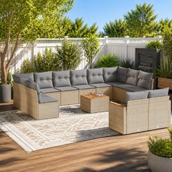 Concise 13-Piece Beige Garden Sofa Set for Outdoors