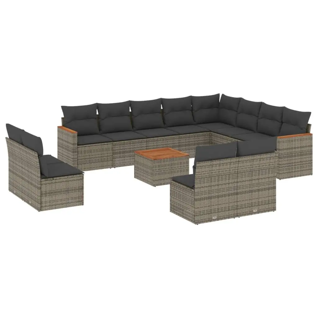 Garden Sofa Set 13 Piece Outdoor Furniture Patio Sectional Grey Poly Rattan