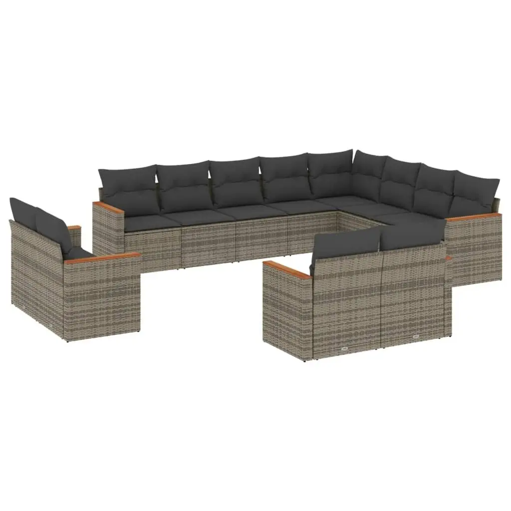 Garden Sofa Set 12 Piece Outdoor Furniture Grey Poly Rattan Modular Patio