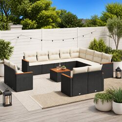 Garden Sofa Set 13 Piece Outdoor Furniture Black Poly Rattan Patio Lounge