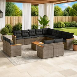 Compact and Stylish 14-Piece Grey Garden Sofa Set