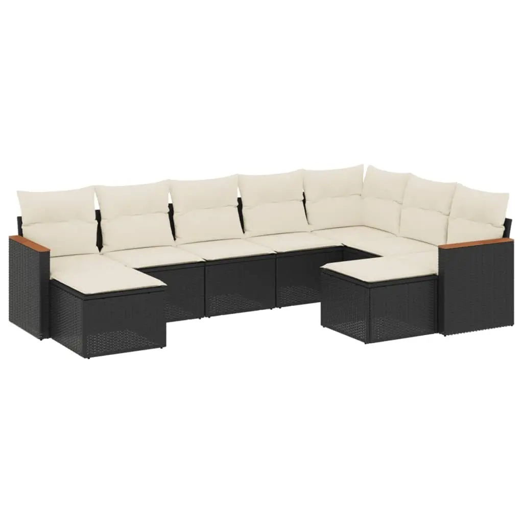Garden Sofa Set Black 9 Piece Modular Outdoor Furniture Poly Rattan