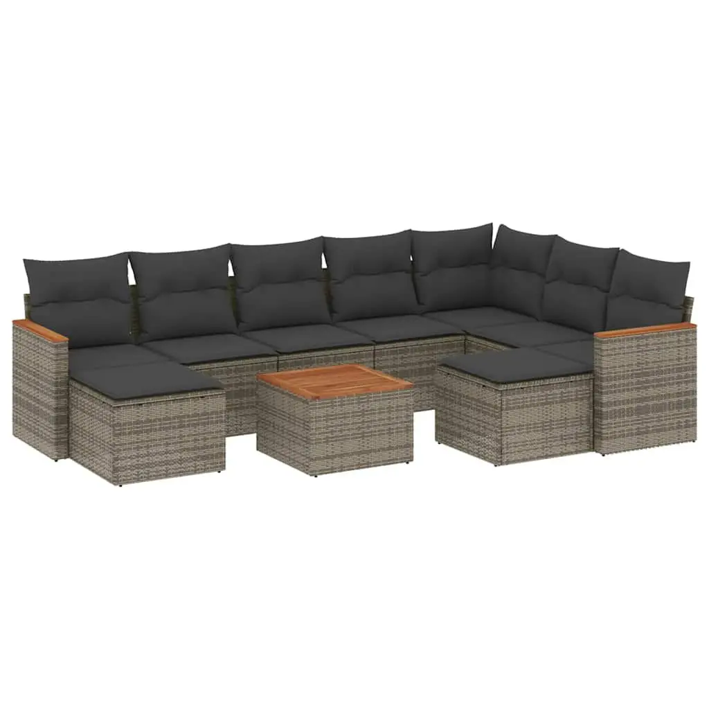 Garden Sofa Set 10 Piece Outdoor Furniture Patio Lounge Grey Modular with