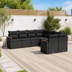 8 Piece Black Outdoor Sofa Set