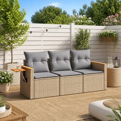 Compact and Versatile 3 Piece Garden Sofa Set with Cushions