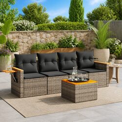Compact and Functional 5-Piece Grey Garden Sofa Set