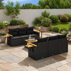 Concise 7 Piece Black Outdoor Sofa Set Overview