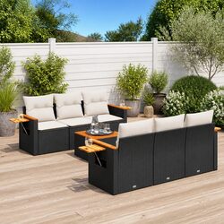 Compact and Confident 7 Piece Garden Sofa Set in Black