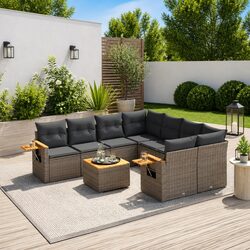 9 Piece Garden Sofa Set in Grey